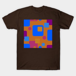 RRetro Abstract Dream Space in Deep Orange Blue and Magenta T-Shirt